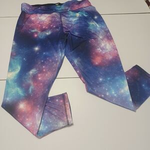 Zone Pro Women Pant Purple Galaxy Stretch Pull Ons Plus 3X Polyester‎ Leggings